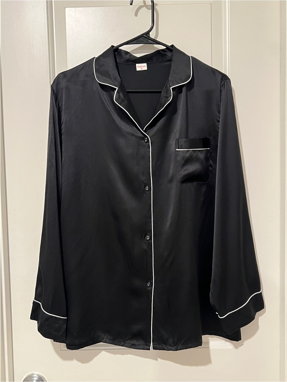 Silksilky 100% Pure mulberry silk Pajama Long sleeves button up top Sz XL
